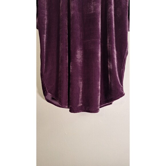 WISHLIST Purple Velour Roll Sleeve Top Women Large Boho Coquette Hippie Casual - Picture 7 of 8